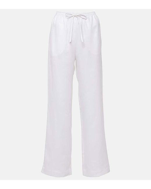 Pantalones anchos Aurelia de lino Asceno de color White