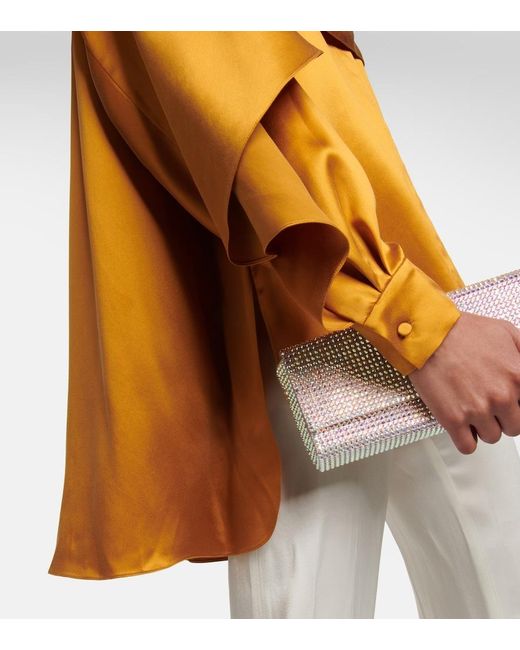 Roksanda Yellow Kata Draped Silk Satin Top