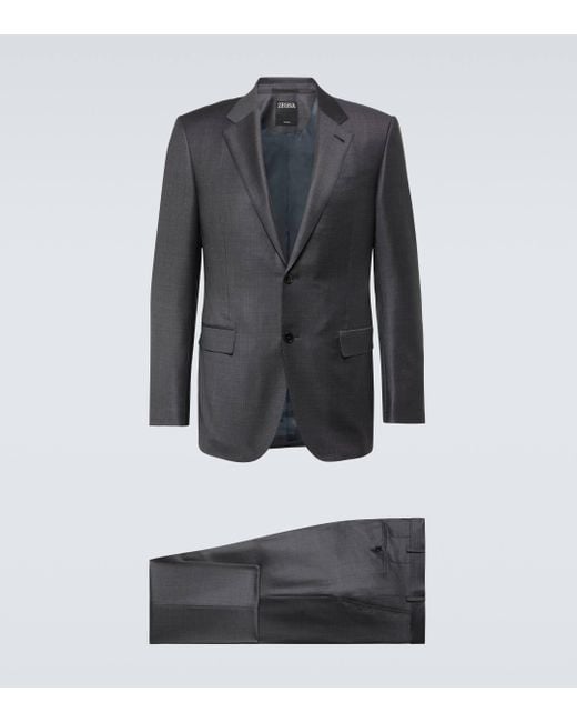 Zegna Gray Trofeo Wool Suit for men
