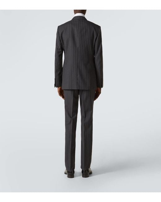 Tom Ford Blue Pinstripe Wool And Mohair Suit for men