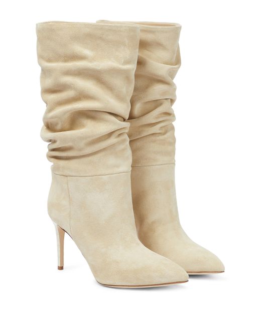 Paris Texas Slouchy Suede Boots in White | Lyst