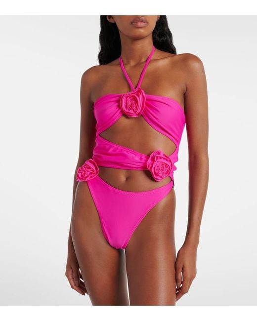 SAME Pink Verzierter Badeanzug