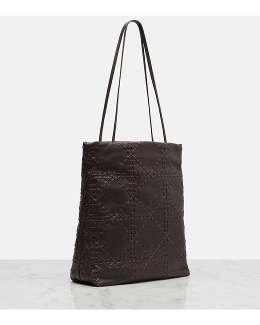 The Row Black Bestickte Schultertasche Lilou Aus Leder