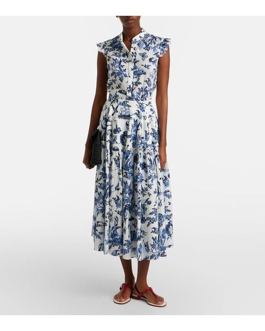 Erdem Blue Floral Jacquard Top