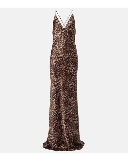 Nili Lotan Brown Ira Leopard-Print Silk Gown