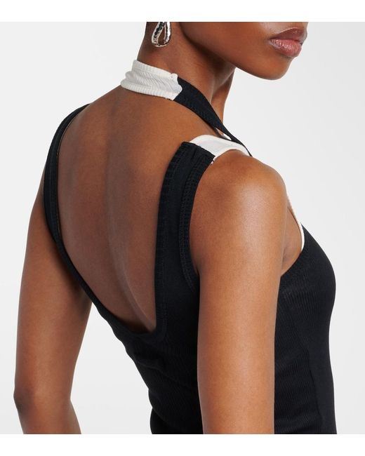 Jean Paul Gaultier Black Layered Cotton Jersey Maxi Dress