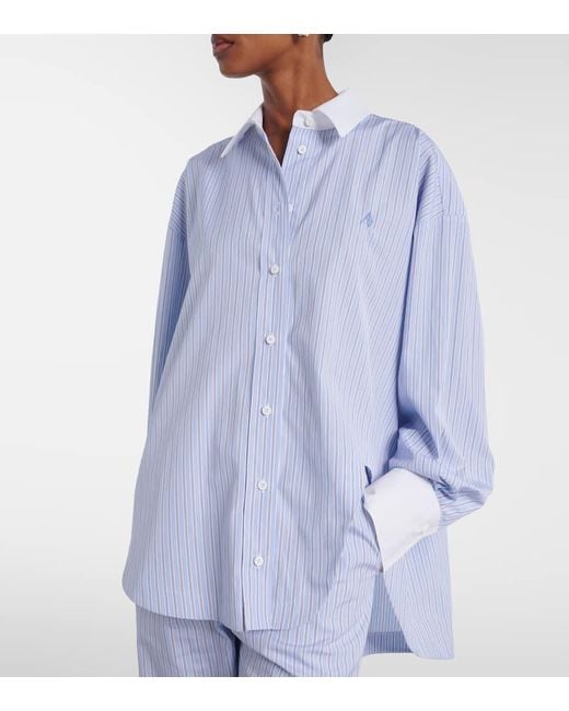The Attico Blue Striped Asymmetric Cotton Shirt