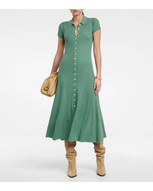 Polo Ralph Lauren Ribbed-knit Wool Maxi Dress in Green | Lyst