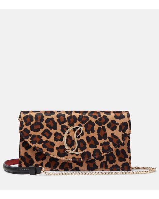 Christian Louboutin Brown Loubi54 Leopard-Print Satin Clutch