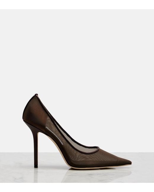 Jimmy Choo Brown Love 100 Mesh Pumps