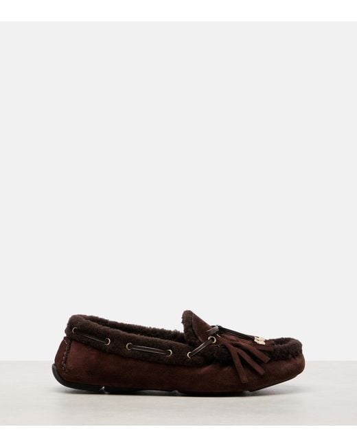 Jimmy Choo Brown Manon Fringed Suede Boat Shoes