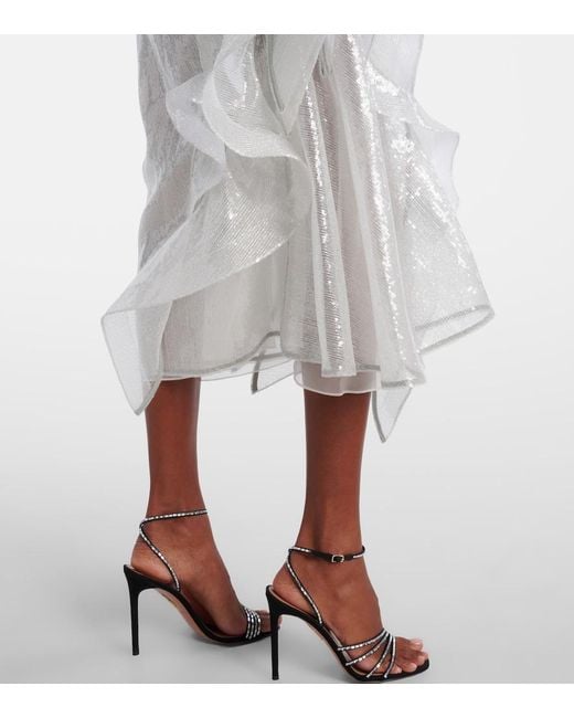 Maticevski Gray Hymn Ruffled Sequined Midi Skirt