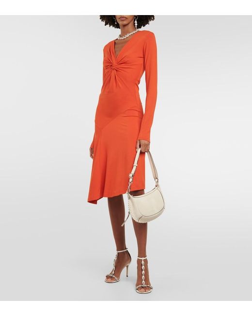 Isabel Marant Orange Lania Jersey Midi Dress