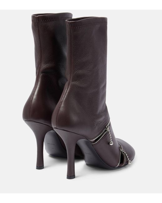 Burberry Brown Peep Leather Ankle Boots