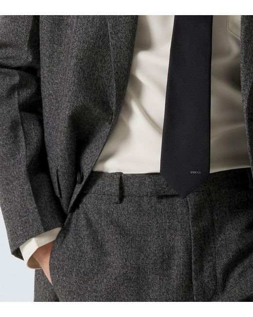 Gucci Black Horsebit Silk Jacquard Tie for men