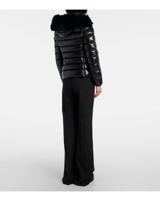 Moncler Black Badyf Faux Fur-Trimmed Down Jacket