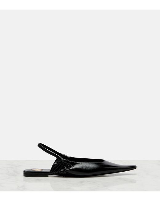 Saint Laurent Black Leather Slingback Flats