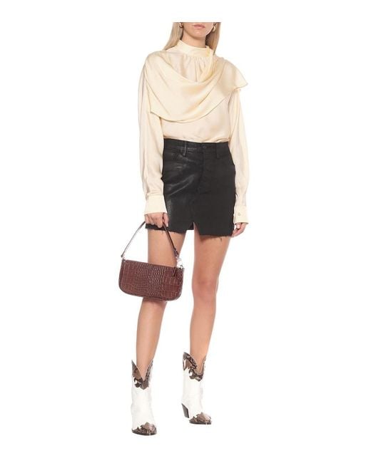 By Far Purple Rachel Leather Shoulder Bag