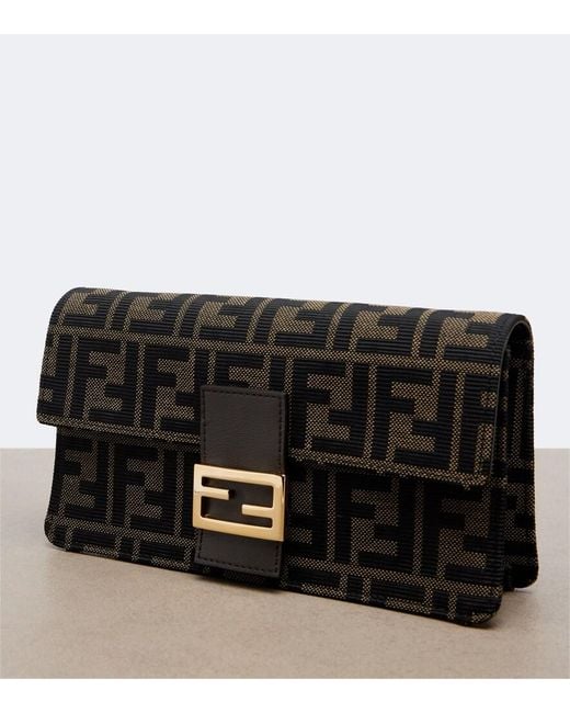 Fendi Black Tube Jacquard Canvas Wallet On Chain
