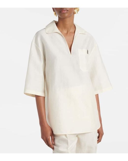 Max Mara White Osiride Linen And Silk-Blend Polo Shirt