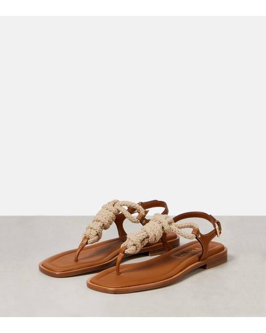 Prada Brown Leather Thong Sandals