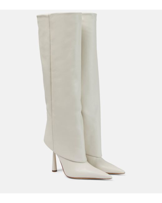 Gia Borghini White Rosie 31 Faux Leather Knee-high Boots