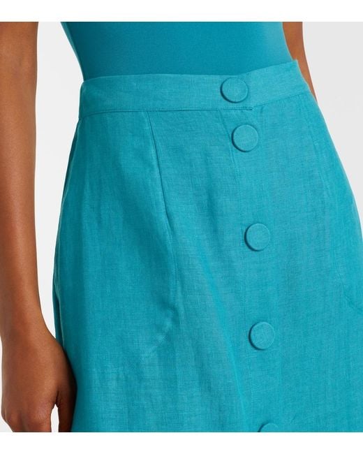Eres Blue Amusante Linen Midi Skirt