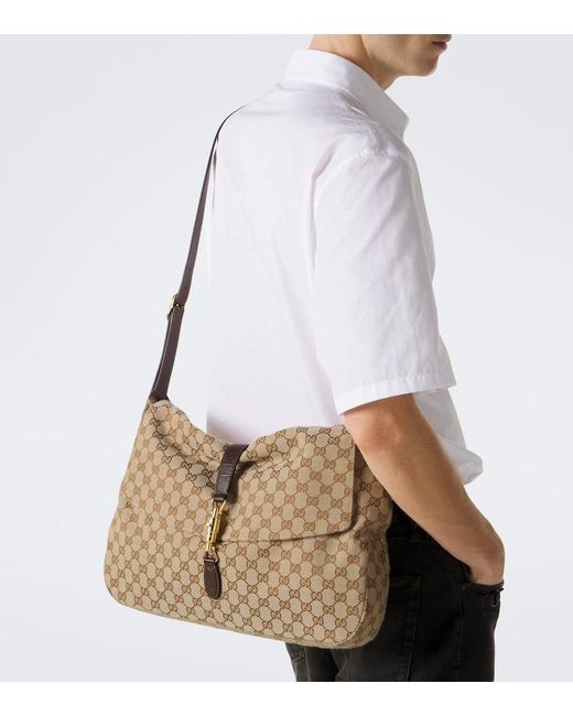 Gucci Metallic Jackie Flap Large Gg Canvas Shoulder Bag for men