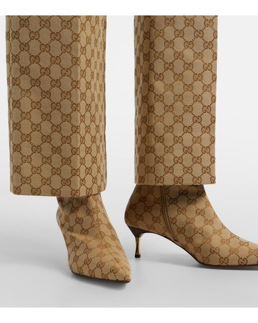Gucci Natural Gg Canvas Flared Pants