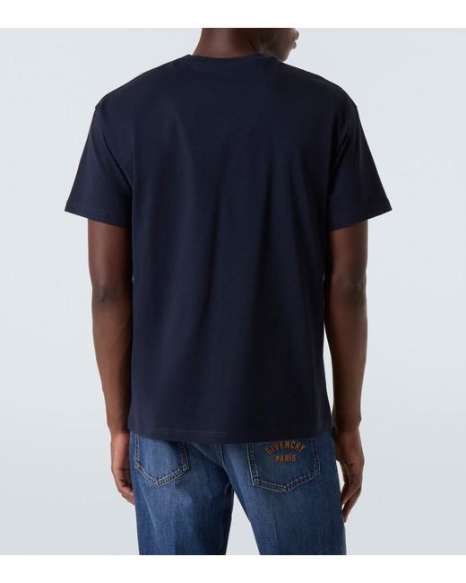 Givenchy Blue Cotton Logo T-Shirt for men
