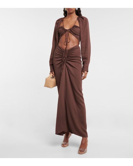 Christopher Esber Brown Ruched Crop Top