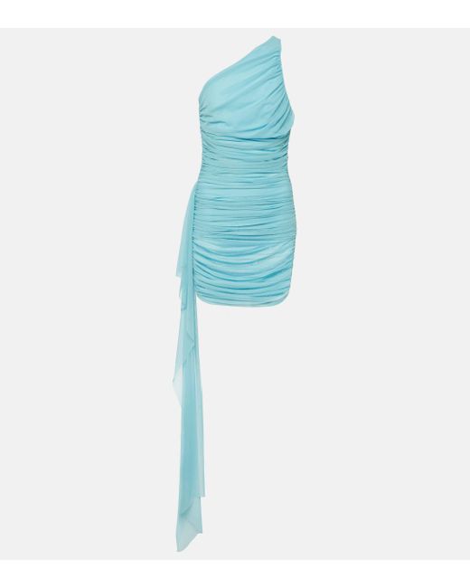 The Sei Blue Drape-detail Ruched Chiffon Minidress