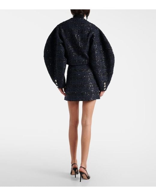 ROTATE BIRGER CHRISTENSEN Blue Jacke Aus Boucle Mit Pailletten