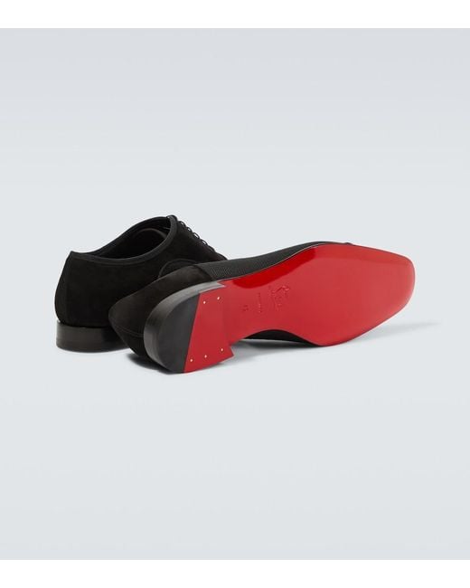 Christian Louboutin Black Greggo Leather-Trimmed Oxford Shoes for men
