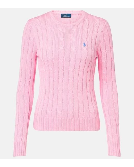 Polo Ralph Lauren Pink Cable-Knit Cotton Sweater