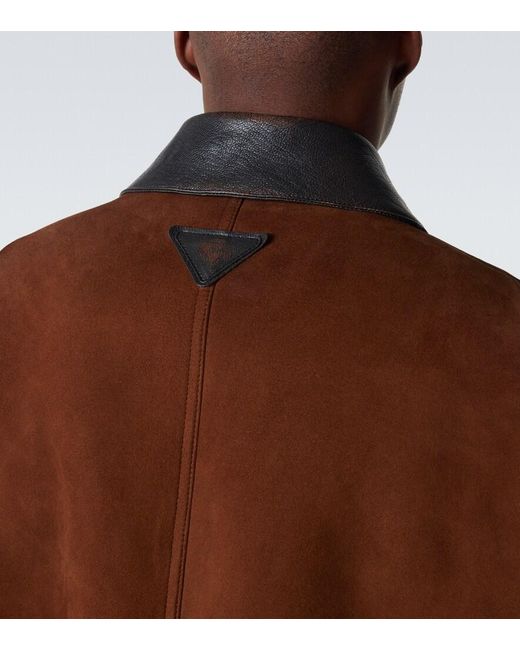 Prada Brown Leather-Trimmed Suede Jacket for men
