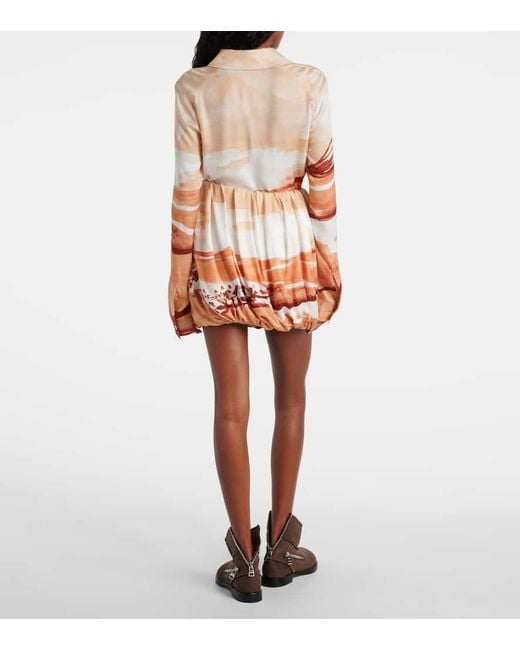J.W. Anderson Orange Printed Draped Miniskirt