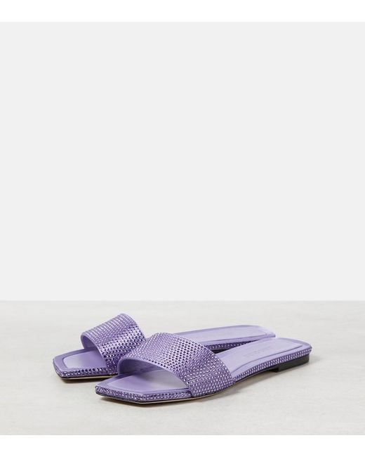 Jimmy Choo Purple Clovis Embellished Satin Mules
