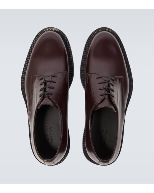 Gucci Brown Leather Oxford Shoes for men