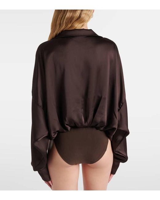 Norma Kamali Brown Body Aus Satin