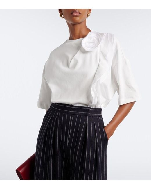 Max Mara White Floral-Applique Cotton Jersey T-Shirt