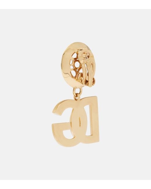 Dolce & Gabbana Pink Dg Embellished Clip-On Earrings