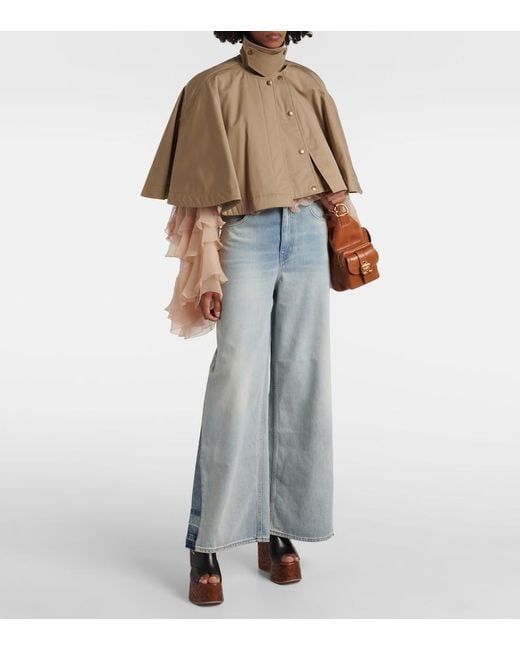 Chloé Natural Cropped Cape Aus Baumwollgabardine