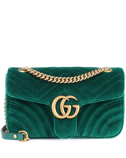 Borsa a spalla GG Marmont in velluto matelassé di Gucci in Verde | Lyst