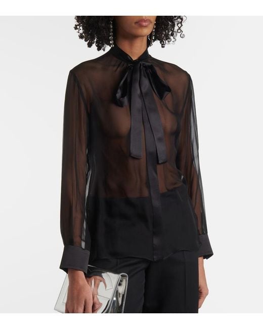 Dolce & Gabbana Gray Silk Chiffon Blouse