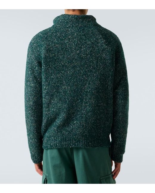 ERL Green Alpaca, Wool, And Cotton-Blend Sweater for men