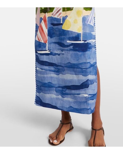 LEO LIN White Ava Printed Linen Bustier Dress