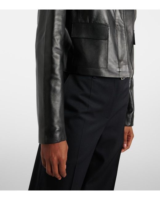 Nour Hammour Black Bleeker Cropped Leather Jacket
