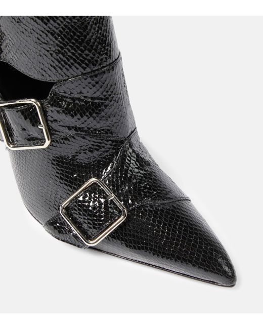 Paris Texas Black Tyra 105 Snake-effect Leather Boots