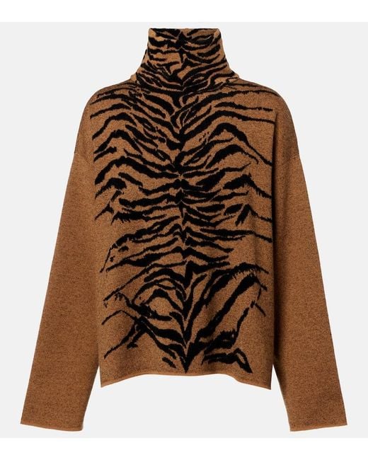 Alaïa Brown Jacquard Turtleneck Sweater